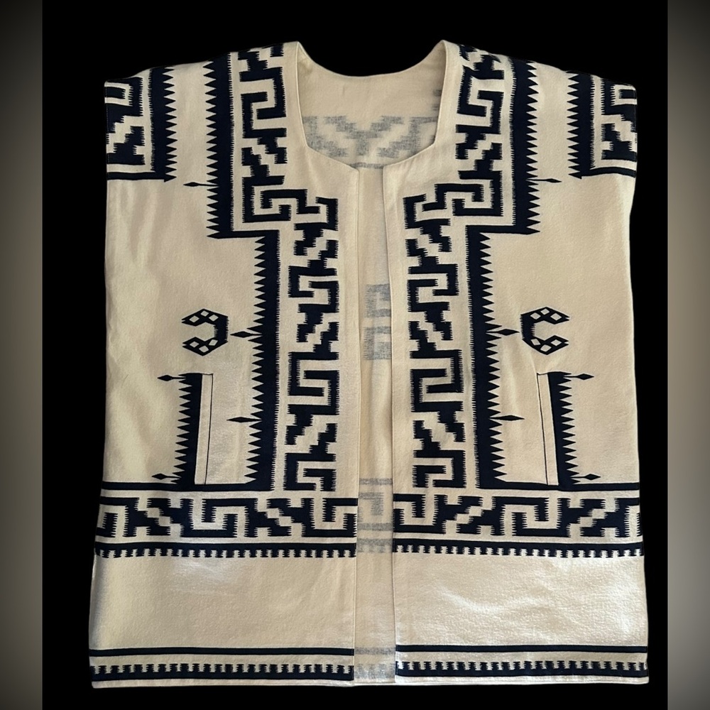 MES DEMOISELLES PARIS‎ CARDIGAN TUNIC VEST REVERSIBLE WOVEN COTTON BOHO 38 US 6